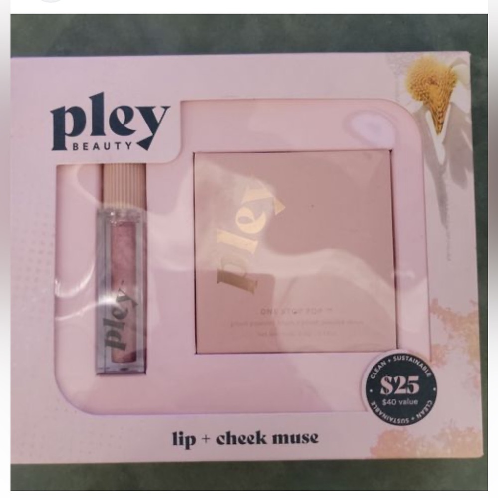 PLEY women’s Beauty 2-Pc. Glossy Lip Lacquer & Plush Powder Blush Set $40 VALUE